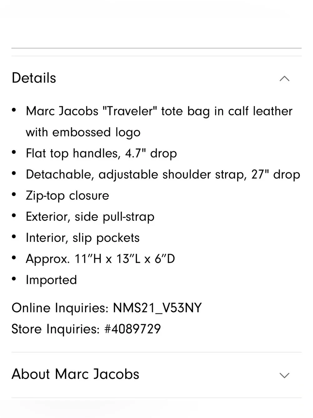 Marc Jacobs The Leather Medium Tote Bag